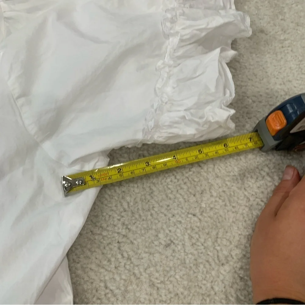 Sue Sartor x Cynthia Cazort Collins Dress High Low Midi Ruffle Tiered in White - Picture 7 of 8